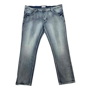 Blind Trust Men's Blue Faded Wash Straight Streetwear Jeans Size 42/32